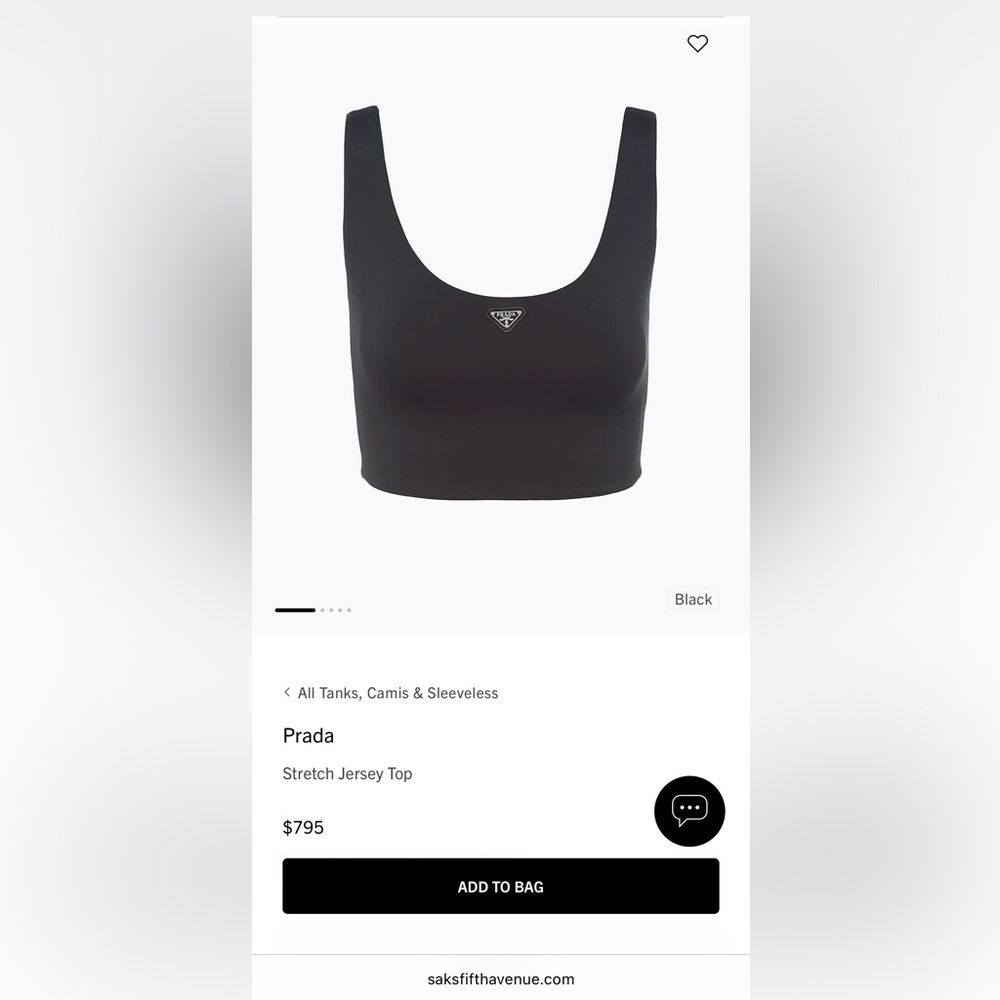 Prada Black Tank Top. Stretch Jersey Top